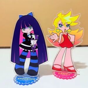Bundle lot set of of 2 Panty & Stocking anime acrylic figure standee